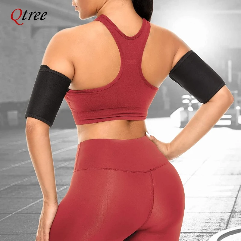 Qtree Arms Shaper Belt Women 2 PCS Sauna Sweat Fat Burner Trimmer Wrap Free Adjustable Slimming Fitness Arm Trainer Strap Corset