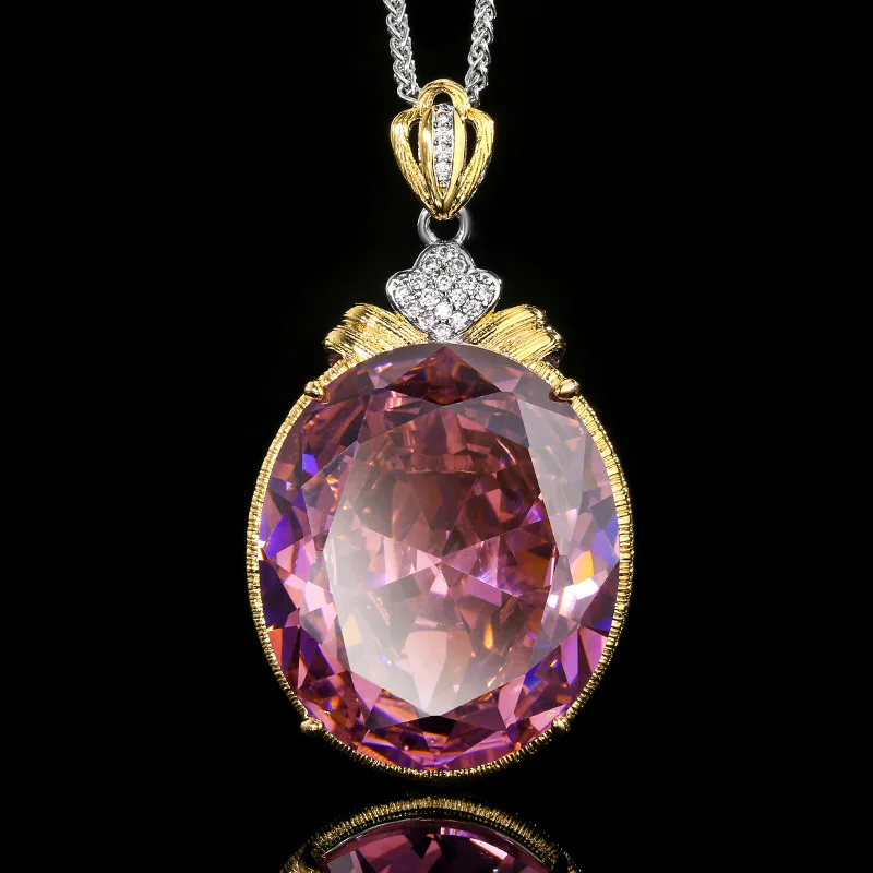Stunning Big Pendant Necklace 25*30mm Large 5A Grade Stone with 55cm Neck Chain Fashion Accessories Beauty Jewelry