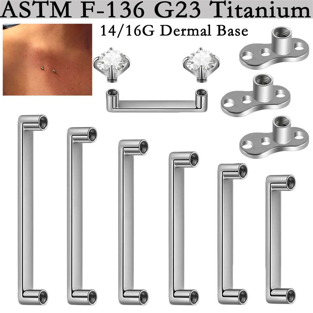 5/1PCS G23 Titanium Surface Piercing Double Threaded Dermal Anchor Internal Threaded Micro Dermal Base Bar Jewelry Accessory