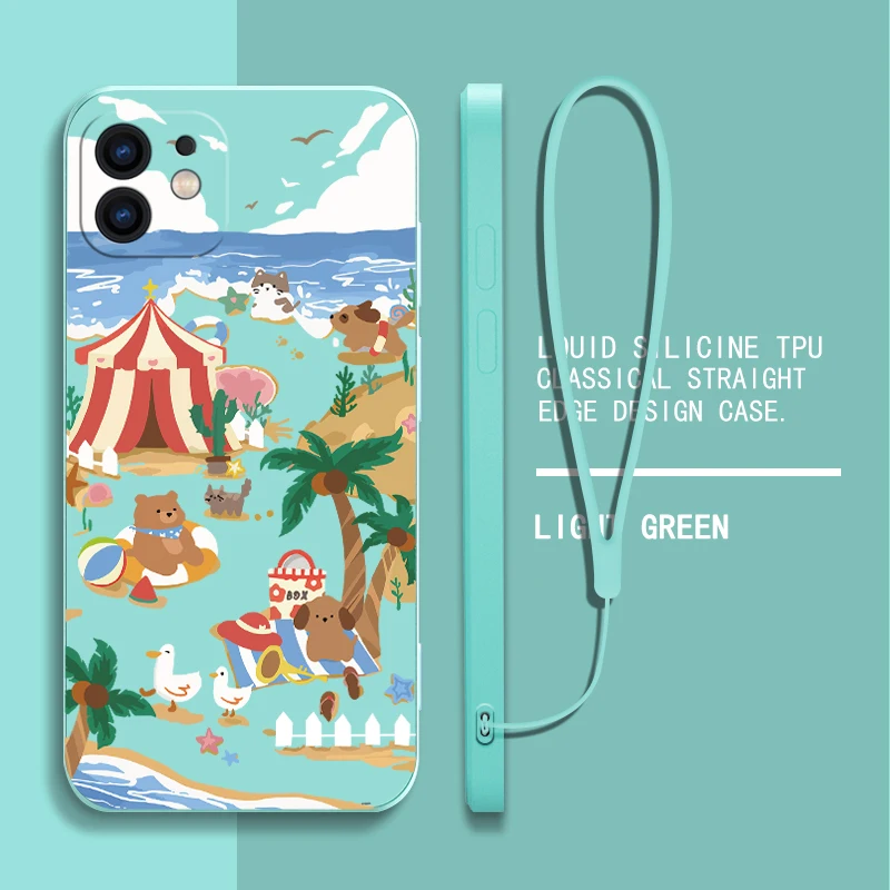 Picnic Beach Phone Case For OPPO A54 A74 A57 A96 A76 A36 A95 A12 A15 A15S A16 A16K A9 A5 2020 4G 5G Liquid Silicone Cover