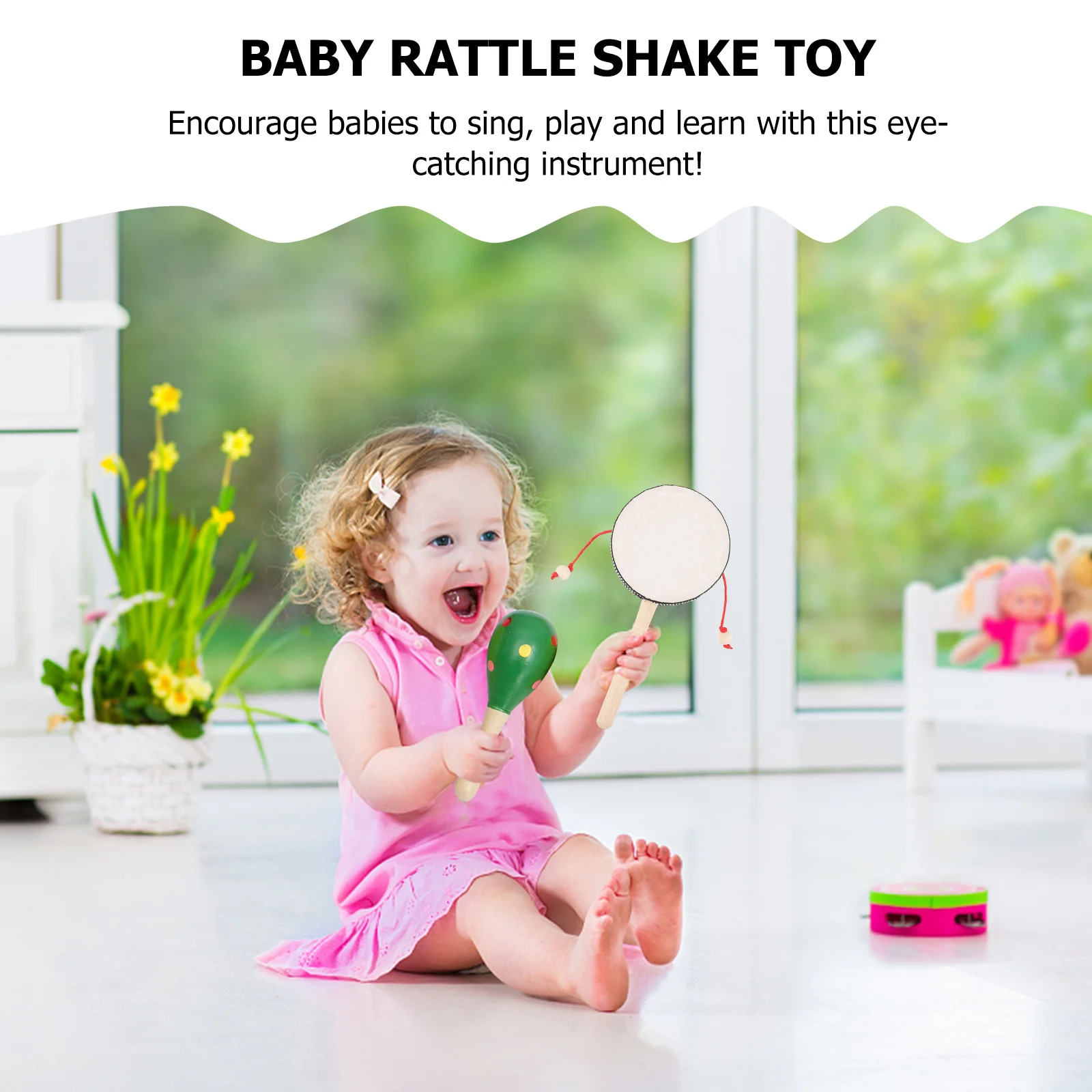 الرجعية حشرجة الموت طبل خشبي يهز اليد التعليمية اللعب سطح أملس مريح حمل الإدراك اليد التنسيق بين العين متعة