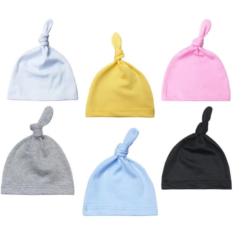 6Pcs Newborn Baby Hat Spring Autumn Boy Girls Fetal Caps Soft Windproof Warm Outdoor Hats Beanie Caps Colorful Bonnet 0-6M