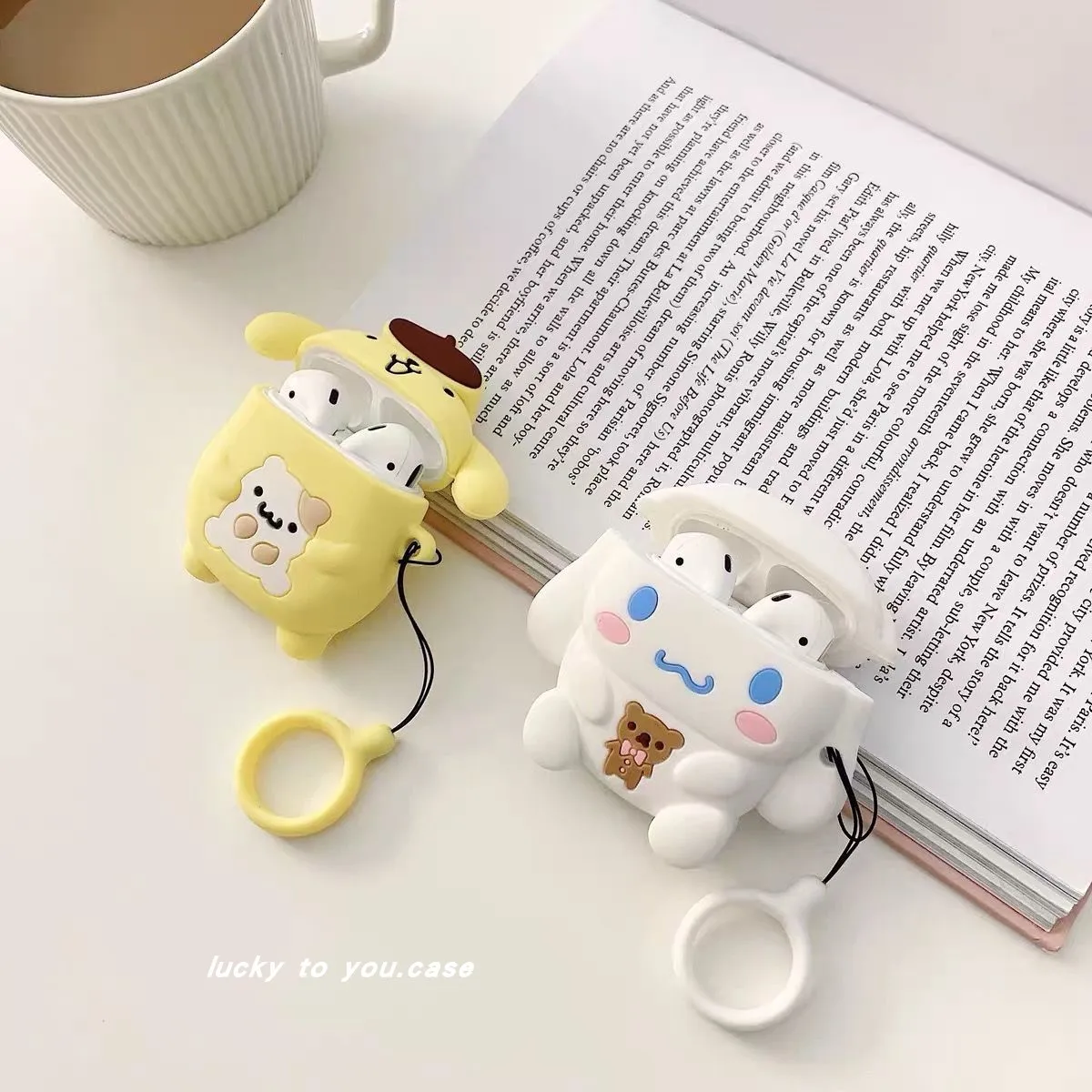 Cartoon 3d Sanrio Pompo mpurin Silikon Kopfhörer hülle für Airpods 1 2 3 Pro 2 niedliche Abdeckung iPhone Kopfhörer Zubehör