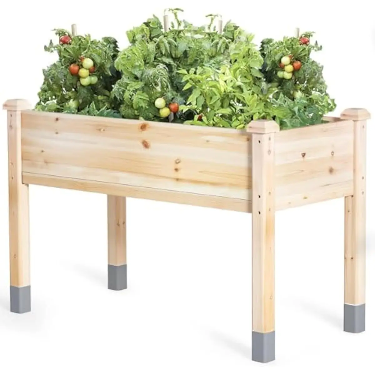 Sturdy Fir Wood Elevated Planter Box with Reinforced Beam-Column Structure • 48x24.4x31 Inch Outdoor Raised Bed • 5.6 Cu Ft Grow