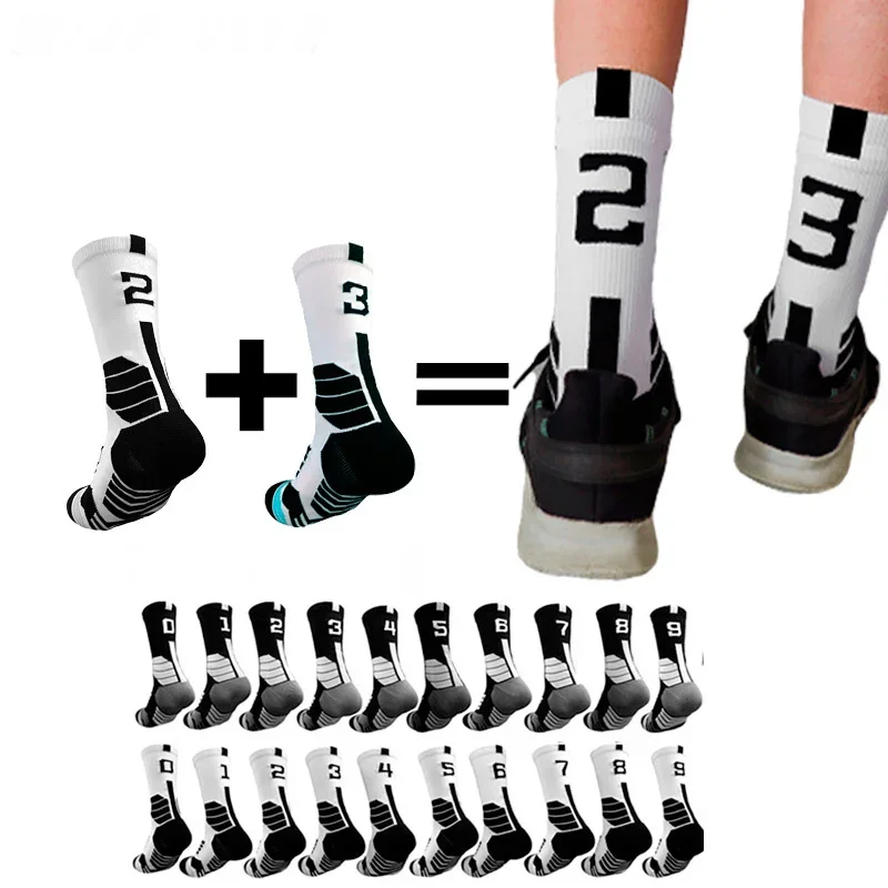 

Thick collocation 0-9 Basketball number Socks Professional Free Sports Socks Non-slip Durable Skateboard Towel Bottom Socks