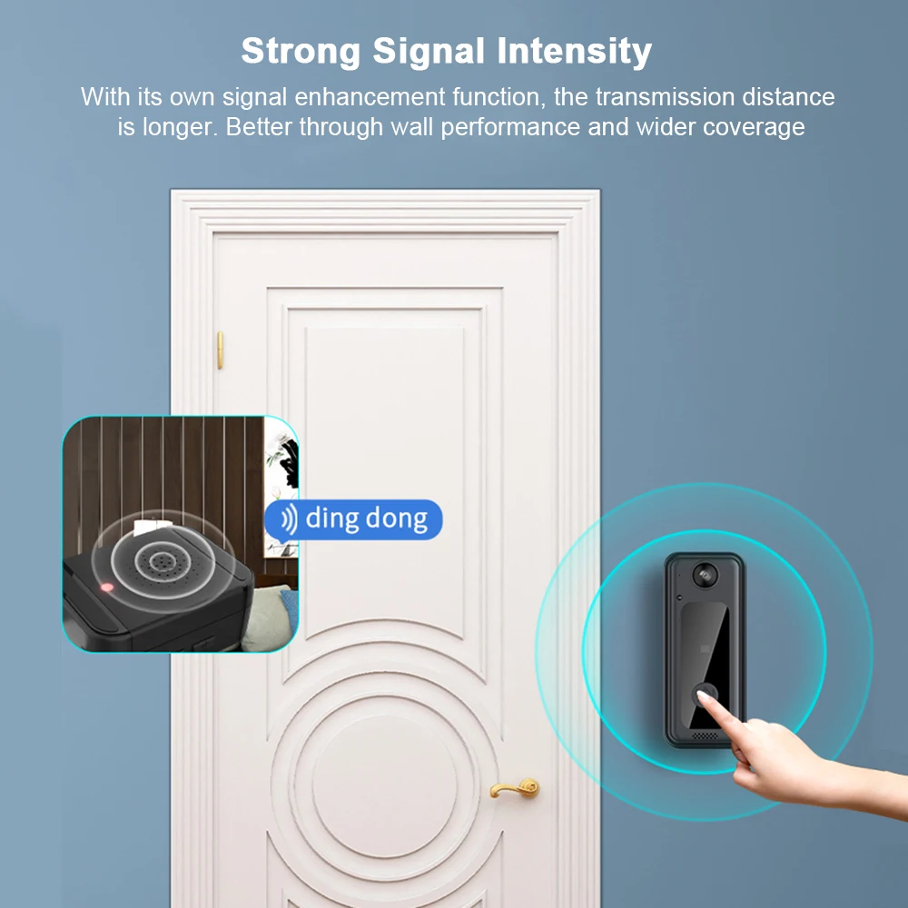 WIFI Doorbell Camera Wireless Door Bell Cam with 125° Wide Angle Visual Indoor Chime Smart Video Doorbell HD Video Night Vision