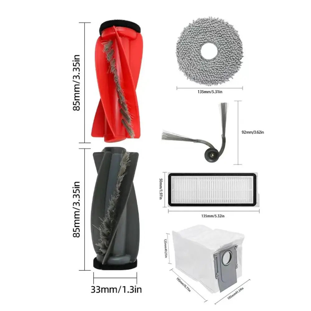 Vacuum Cleaner Components For Roborock Qrevo Curv Qrevo C Replacement Kit Roller Brush HEPA Filter Side Sweeper Mop Cloth