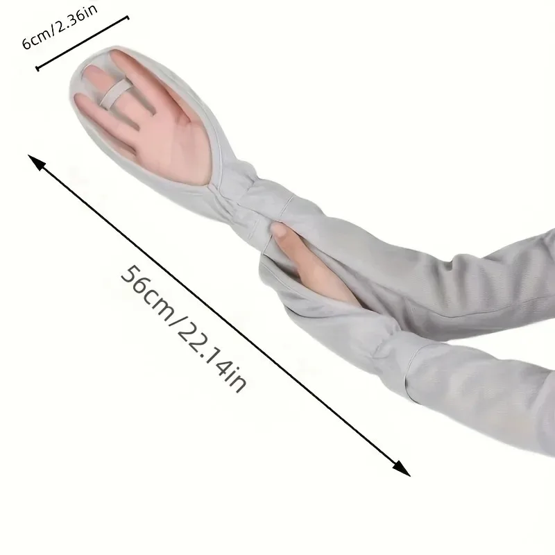 Fashionable Monochrome Loose Hook Finger Arm Sleeves for Women's Summer UV Protection and Sun Protection Sleeves for Driving image 4