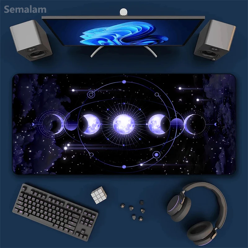 

Dreamy Star and Moon Art Rubber Mouse Pad | Non-Slip Desk Mat for PC Gaming | Stitched Edge Various Sizes 40x90cm | Office Pads