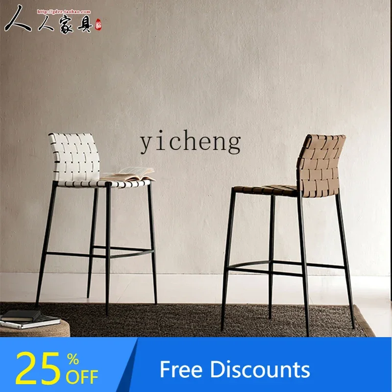 

LYY Барный стул Итальянский минималистичный кухонный островной седло Кожаная барная спинка Высокий табурет