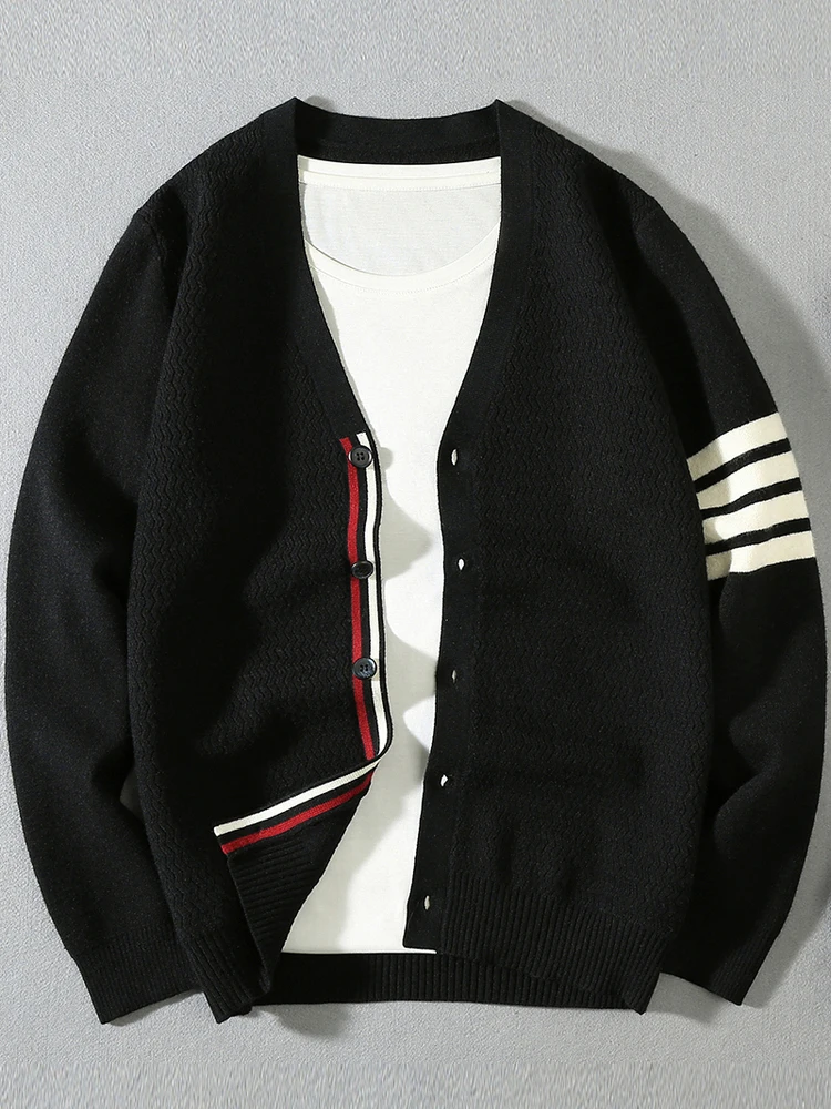 

Вязаный кардиган V-Ne, мужская повседневная верхняя одежда, весенне-осенний модный тренд, корейский длинный вязаный свитер, пальто