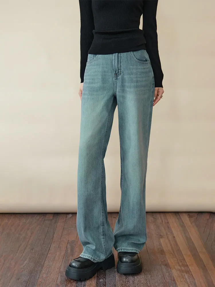 

Джинсы ChillCozy Philadelphia Vintage Stone inding из хлопкового денима с эффектом мягкого ковки, прямого кроя, экологичные, женские, зимние...