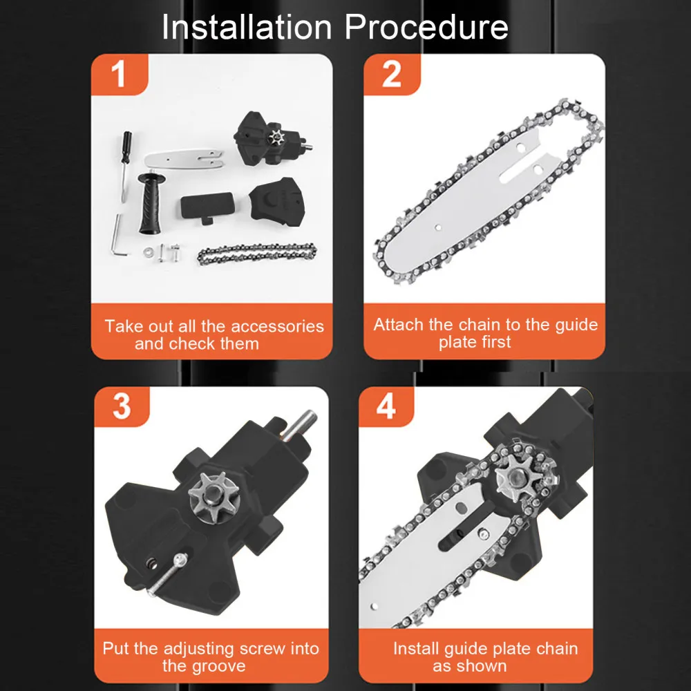 Imagem -02 - Broca de Mão Modificado para Elétrica Motosserra Adaptador Ferramenta Carpintaria Substituição Polegadas Poda Serra Portátil Conversão Cabeça Kits
