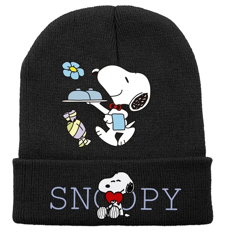 Snoopy Gebreide Muts Pinda's Figuur Afdrukken Muts Cartoon Anime Skullies Mutsen Comfortabele Kinderen Motorkap Kerstcadeaus