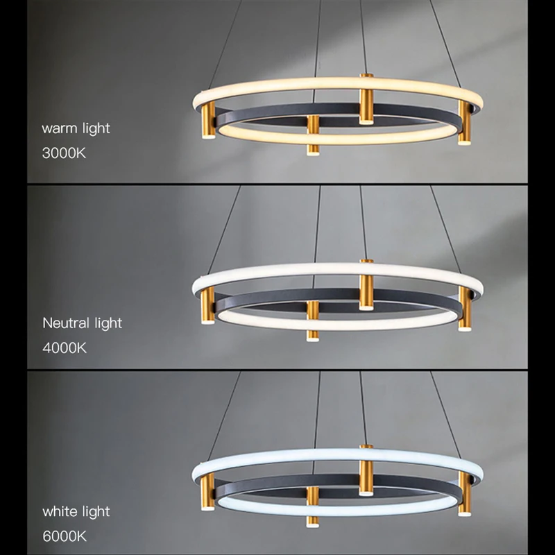 Nordic Ring LED Ceiling Chandelier for Dining Living Room Center Table Kitchen Island Pendant Lights Home Decor Lusters Fixture