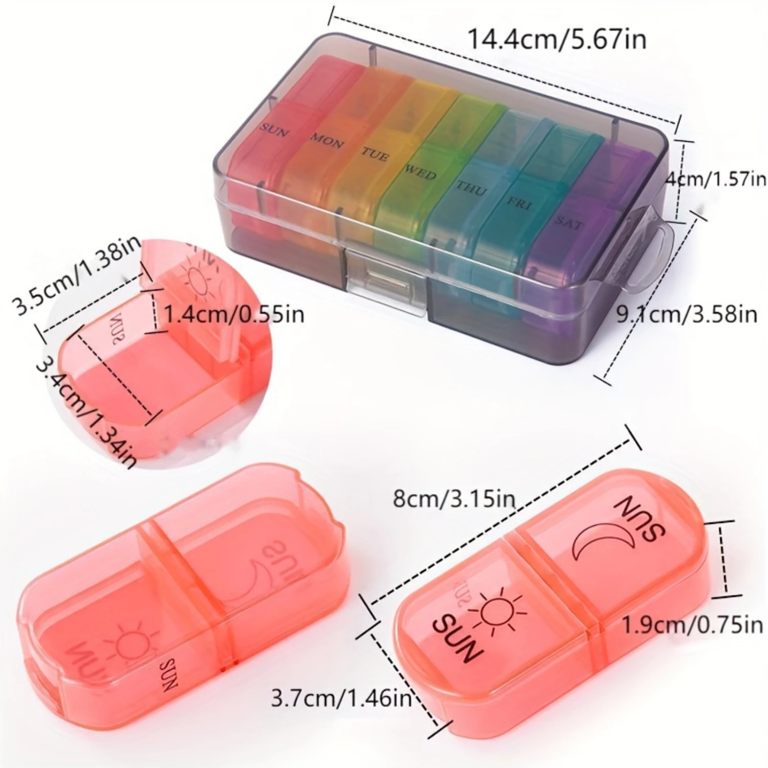 1pc Pill  Box, Weekly Pill Box, Vitamin, Fish Oil, Supplement Portable Pill Box, Pill Container  Organizer For Pocket Purse Dail