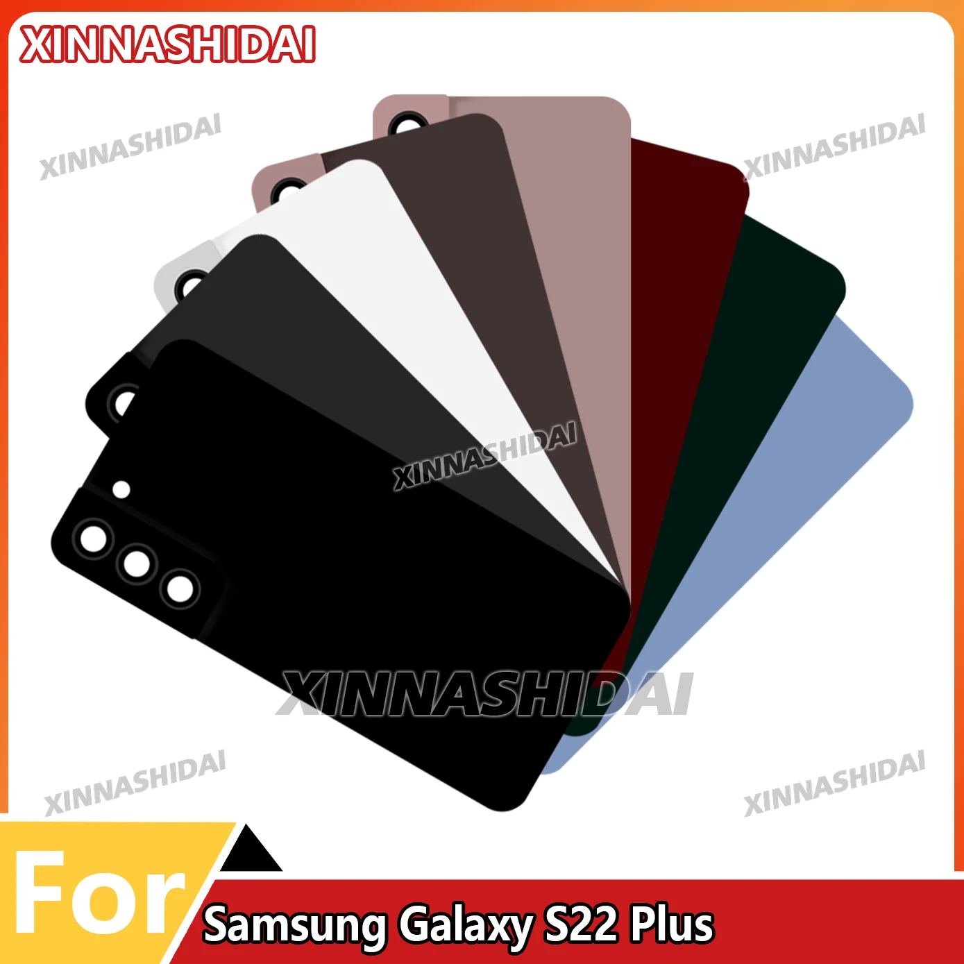لهاتف سامسونج جالاكسي S22 بلس غطاء خلفي للبطارية الزجاجية لإصلاح استبدال الباب الخلفي + غطاء عدسة الكاميرا S22 Plus #1