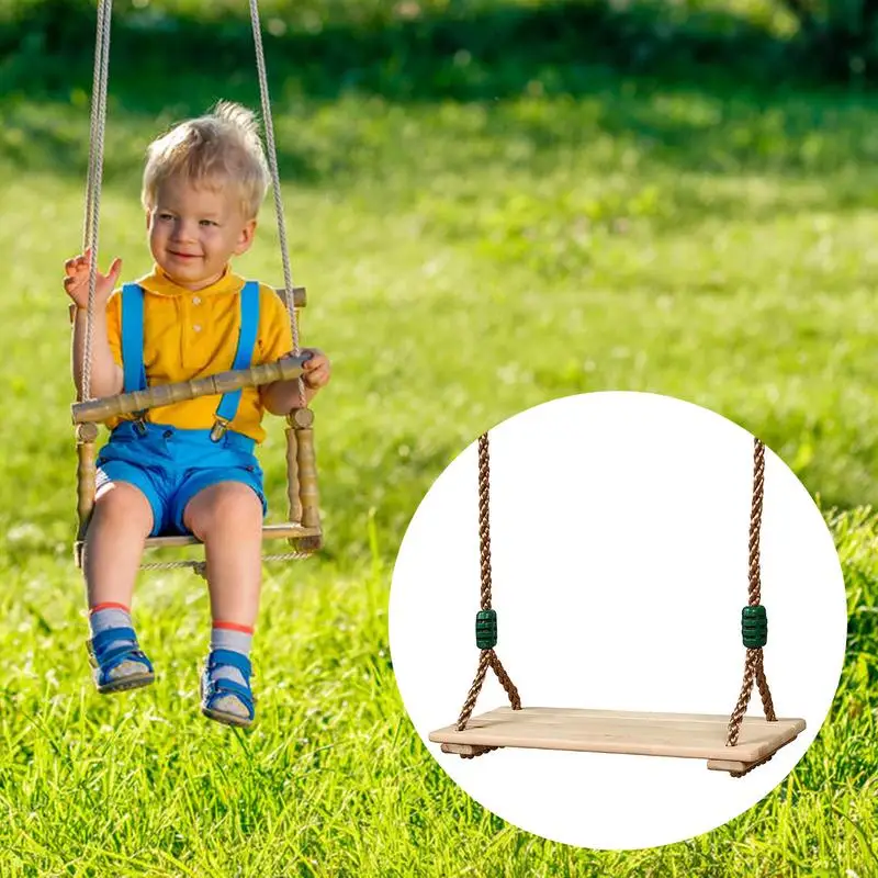 High-Quality Polished Four-Board Anti-Corrosion Wood Swing Outdoor Indoor Pastoral Wooden Swing for Adults Children image 2
