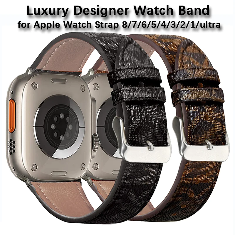 Luxury Watch Strap for apple watch band 45mm 44mm 49mm 38mm 40mm 41mm Designer Leather Band iwatch Ultra 8 7 6 5 4 se Bracelet