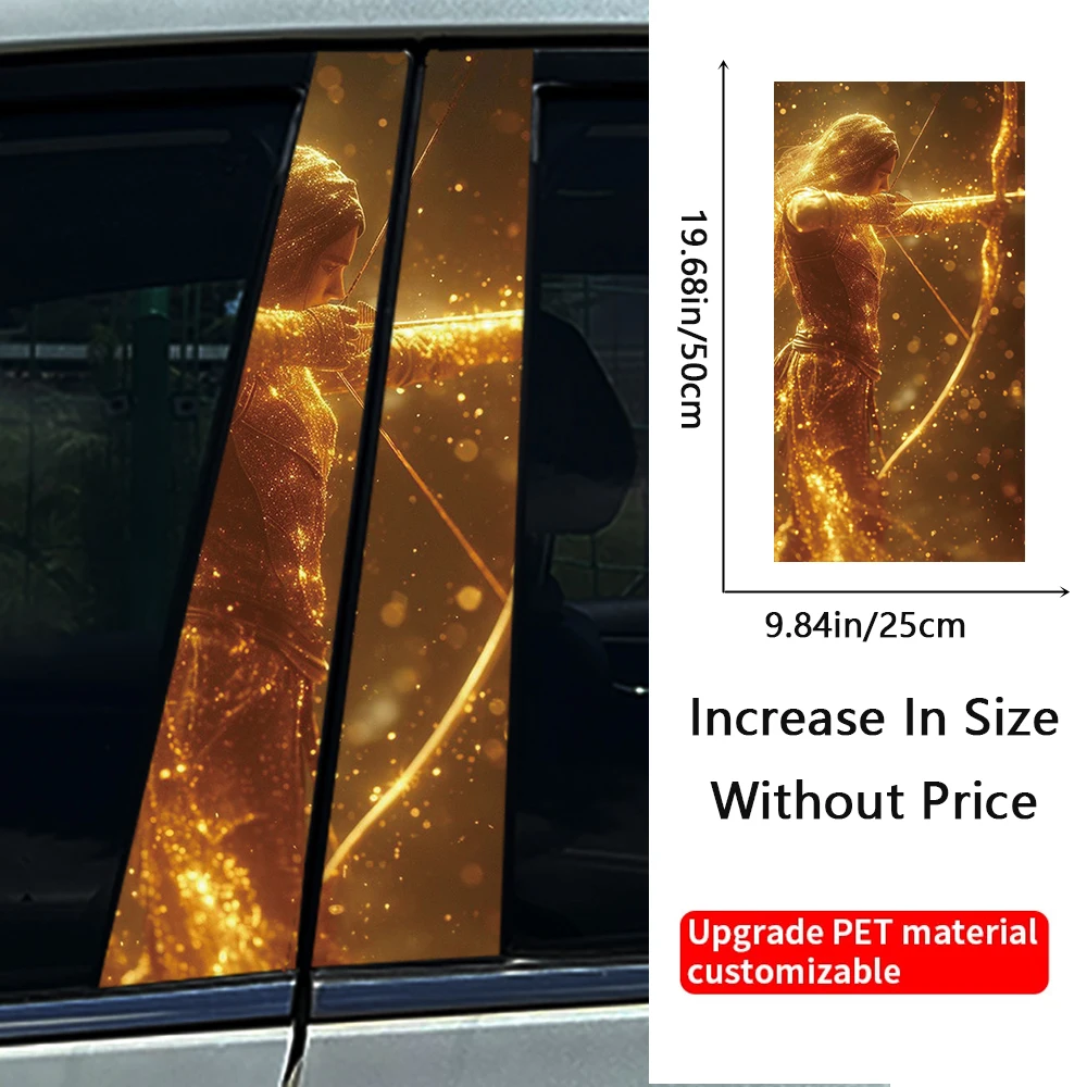 1/2pcs Archer knight and lion Car Stickers DIY Car B-pillar Cover Scratches Waterproof Durable Decoration Auto PET Decals
