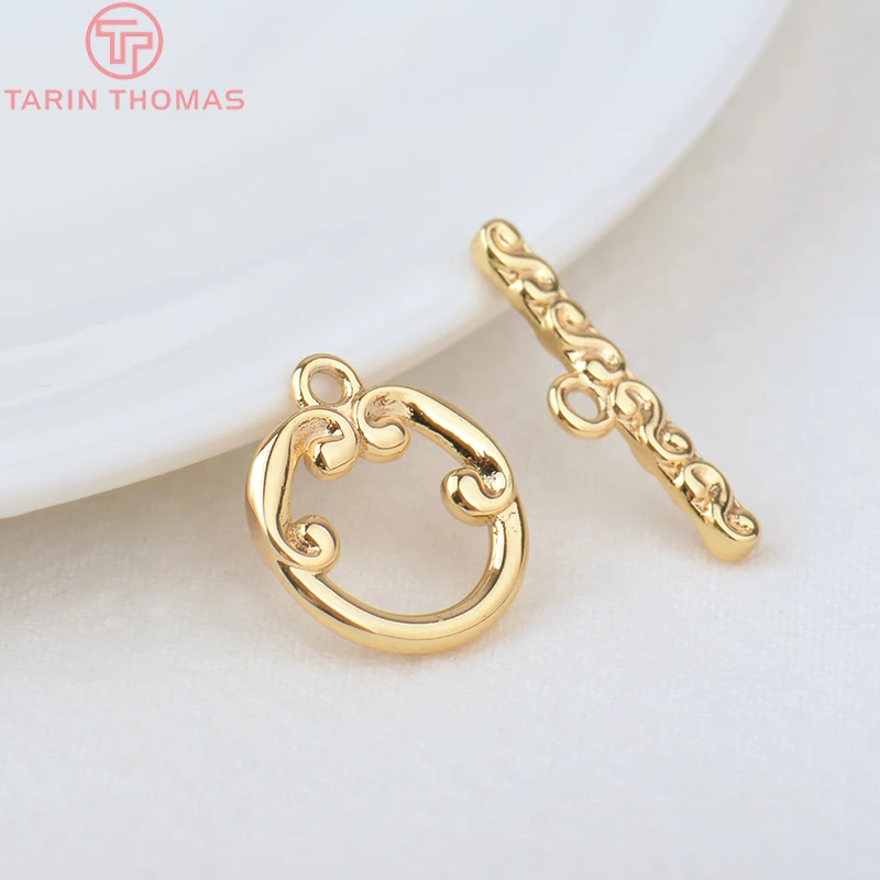 (3452)6 Sets 24K Gold Color Plated Brass Bracelet O Toggle Clasps High Quality Diy Jewelry Making Findings Accessories