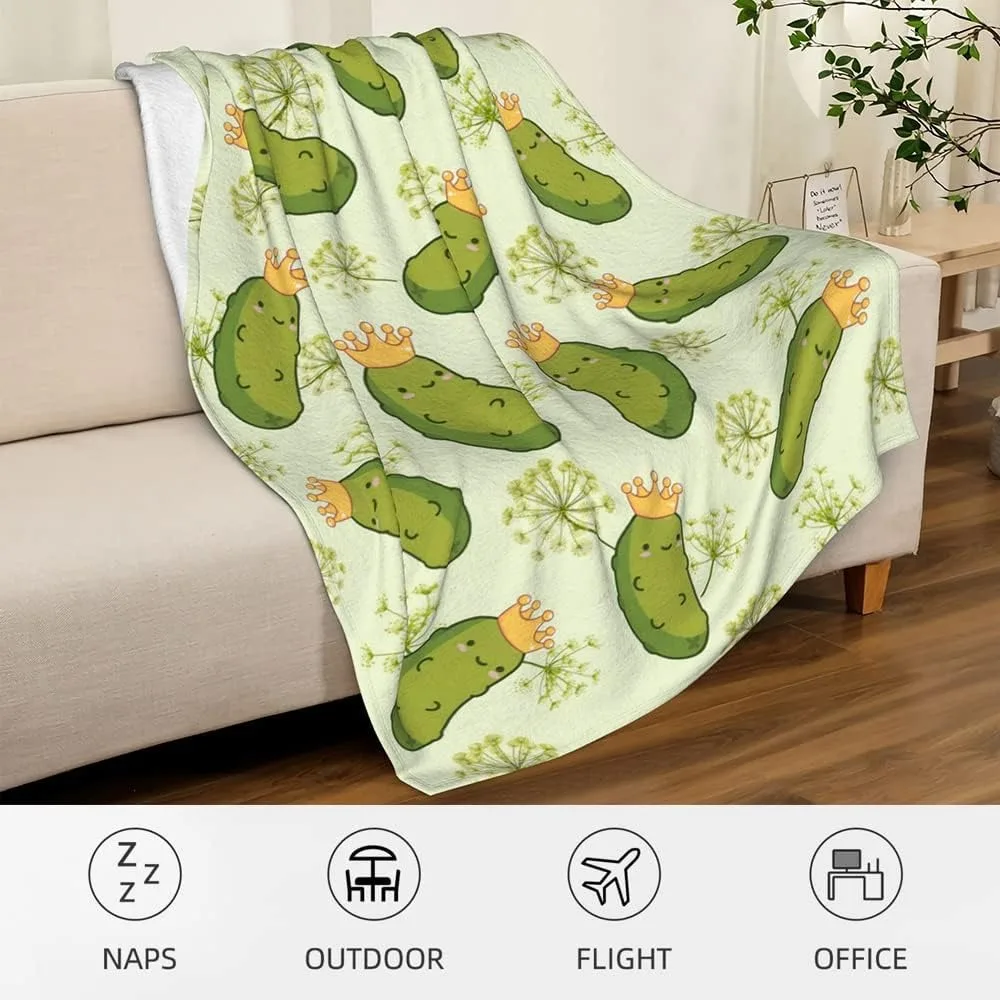 Dill Pickles Blanket Pickle Gifts for Women Girls Boys Soft Flannel Cozy Warm Lap Throw Blanket for Kids Adults