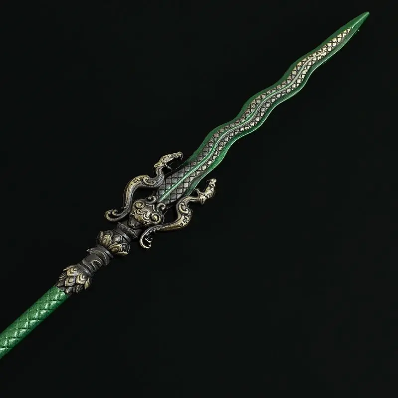 تقليد نموذج الأسلحة الباردة الصينية القديمة الرمح الباحث الأبيض الحلي الفنية الزخرفية (22 سنتيمتر طول)