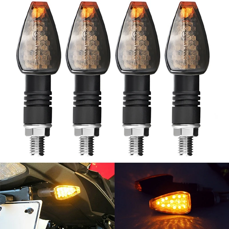 4Pcs/Set Universal Motorcycle LED Turn Signals Long Short Turn Signal Indicator Lights Blinkers Flashers Accessories