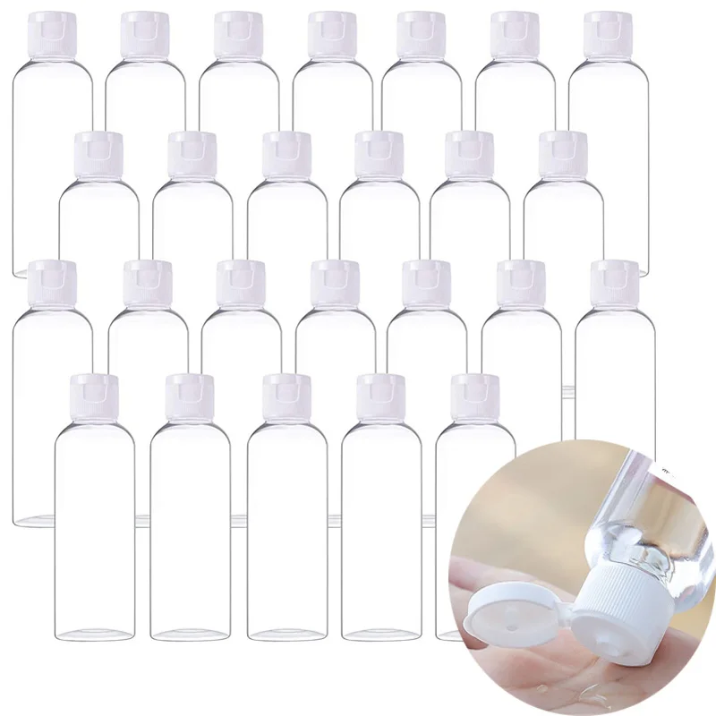 Garrafas De Viagem Vazias De Plástico, Limpar Recarregáveis, Recipientes Flip Cap para Shampoo, Lavagem Do Corpo, Loção, Desinfetante Para As Mãos, PET, 5ml-100ml, 5Pcs