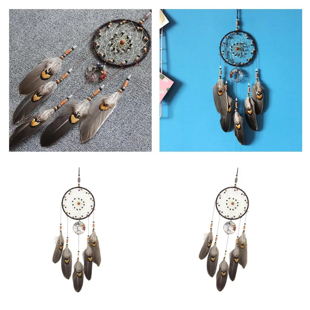 2x Handmade Vintage Style Large With Feather Wall Hanging Gift