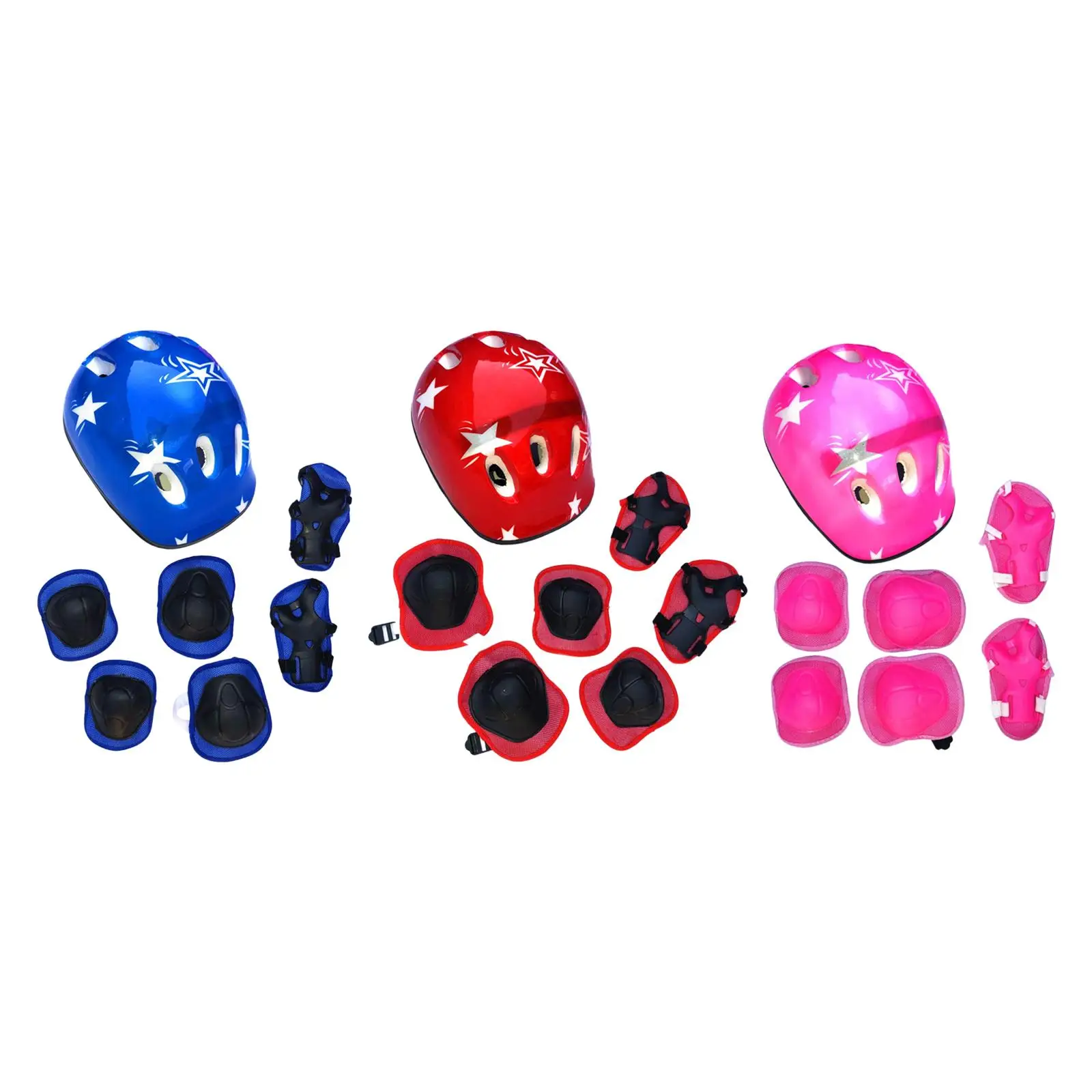 7 Pieces/Set Bike Helmet Cap Roller Skating Helmet for Cycling Rollerblading