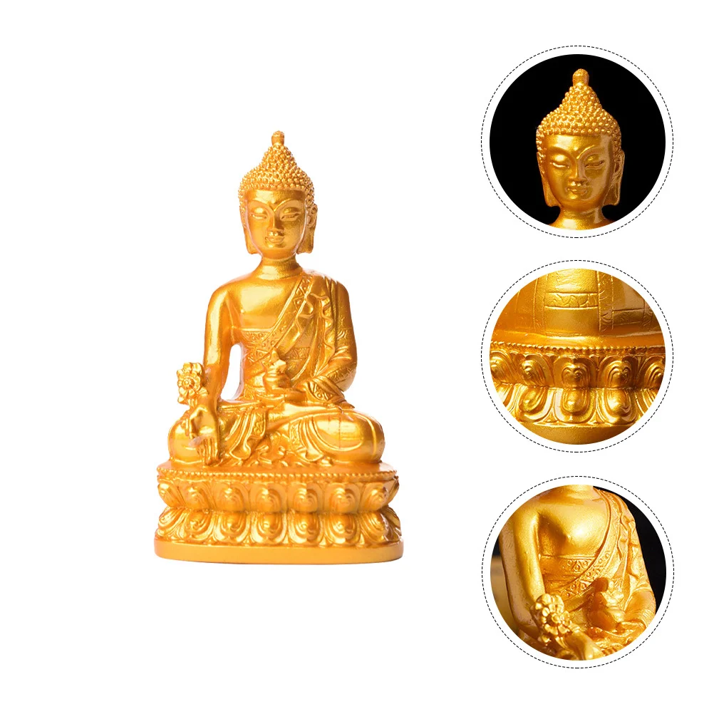 

1pc Golden Buddha Resin Craft Sitting Sculpture For Home Decoration Table Desk Shelf Buddha Ornament Bodhisattva Ornament