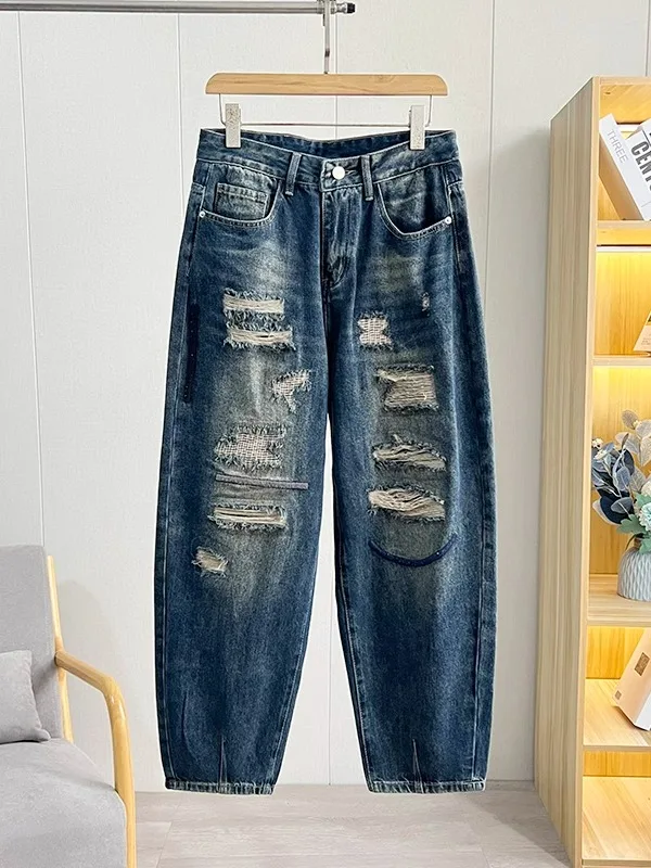 

Retro Faded Waed Straight Leg Jeans Men's Spring Summer Faion Urban Sle Loose Fit Casual Jeans Street Trend Sle