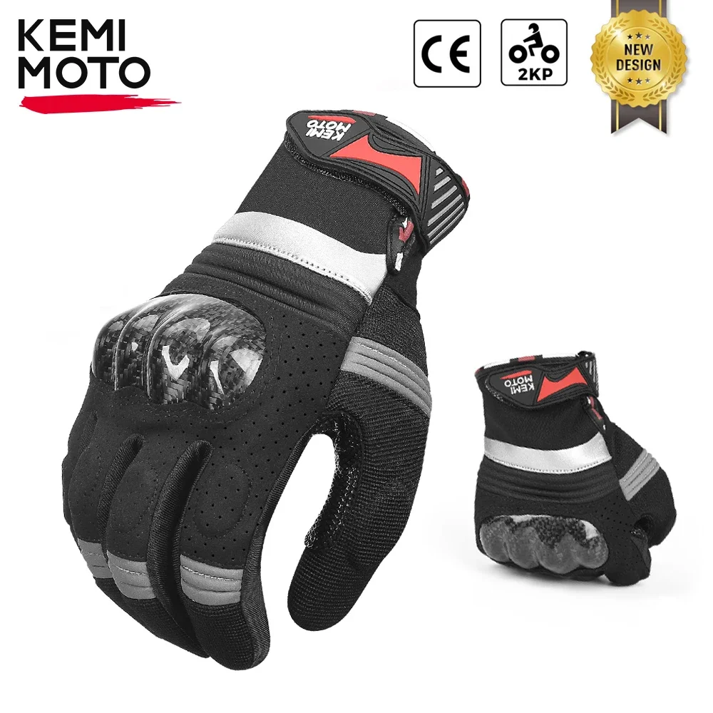 Kemimoto ce motorrad handschuhe touchscreen atmungsaktive voll finger guantes pvc schutz ausrüstung für rennsport motocross atv luvas