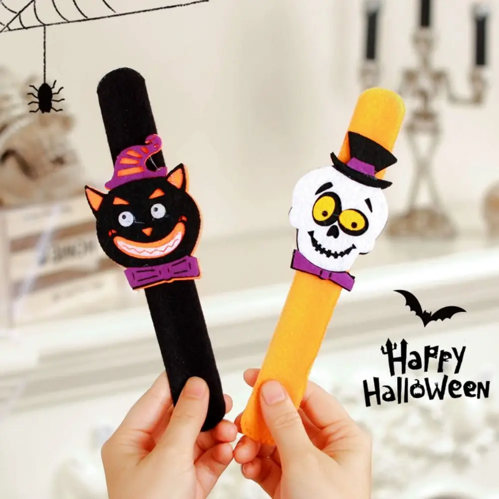 Halloween Slap Bracelets Ghost Pumpkin Spider Black Cat Slap Bracelets Toys Bulk Funny Wristband Party Decoration Gifts