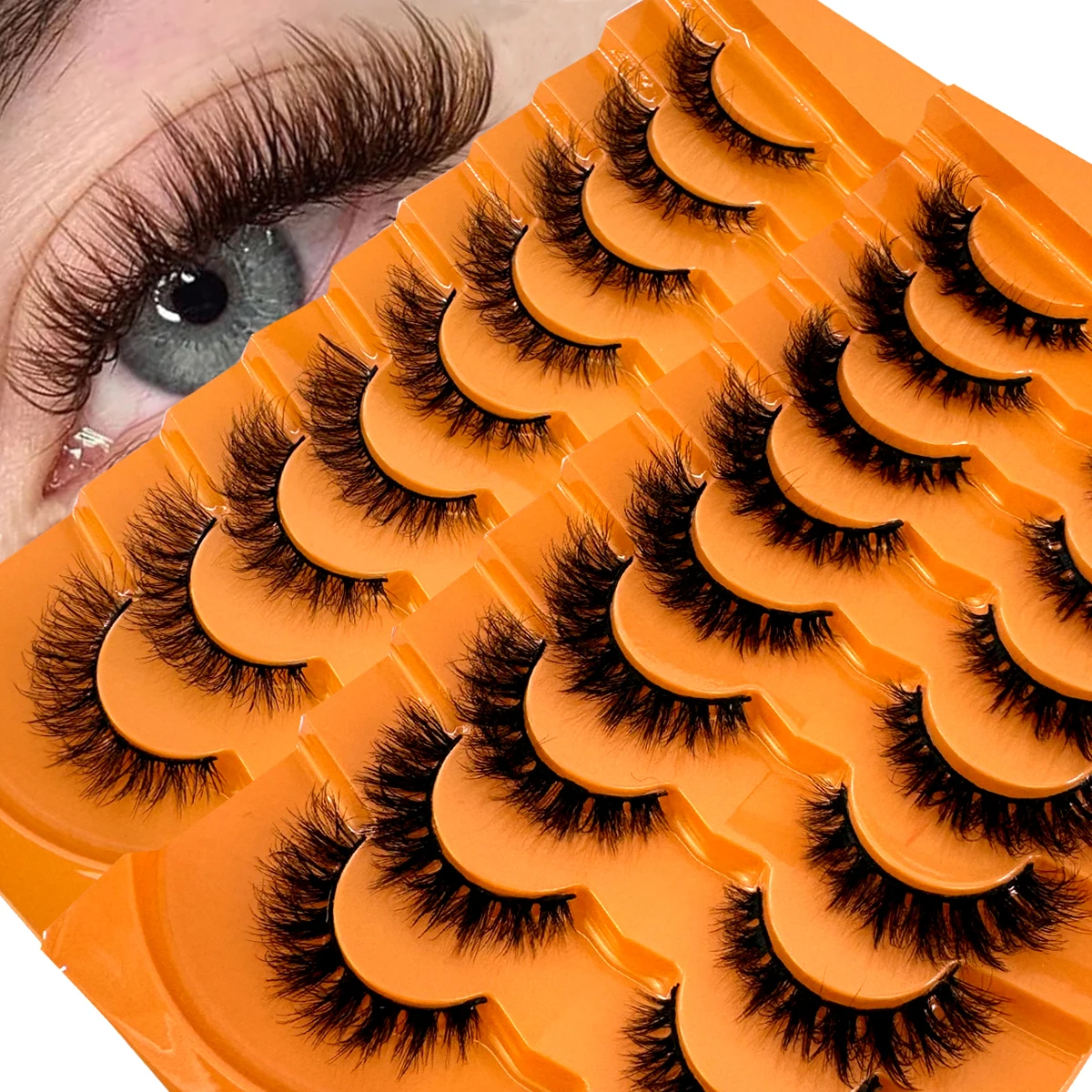 5/9/10/20 Pairs الرموش الصناعية الطبيعية عين القط رموش اصطناعية طويلة يشكلون ثلاثية الأبعاد المنك جلدة تمديد رموش رموش بالمنك