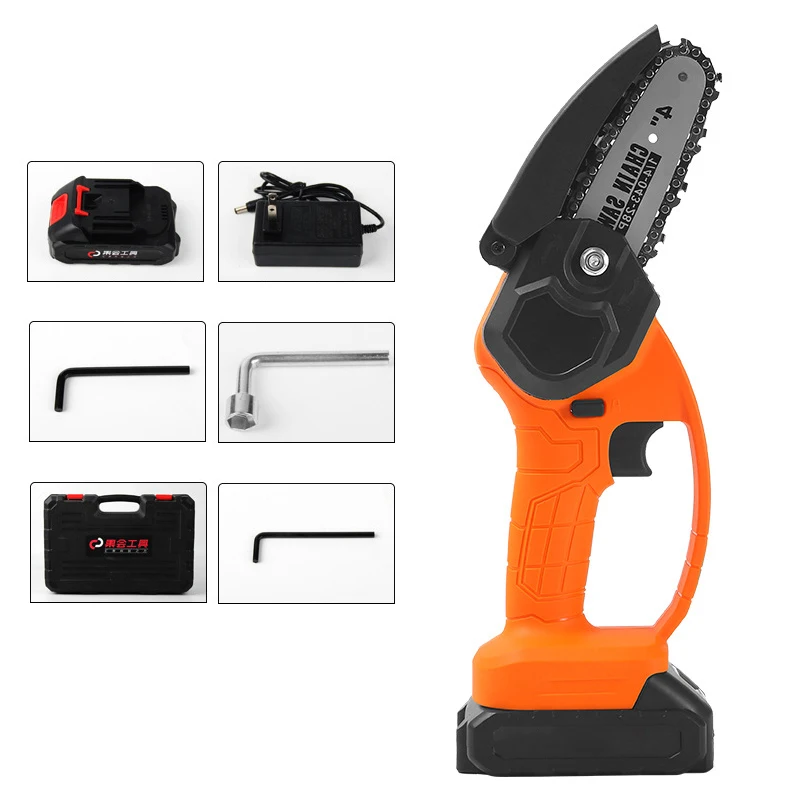 New 4 inch Electric Chain Saws Pruning ChainSaw Cordless Garden Tree Logging Trimming Saw Wood Cutting Power Tools