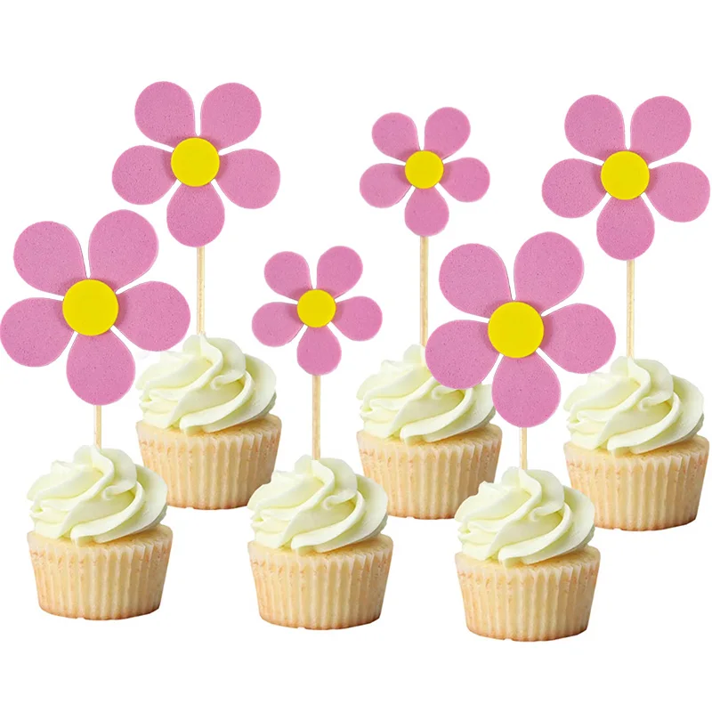 1/3/10pcs Girls 3D Daisy Flower Cake Toppers Colored Flowers Cupcake Toppers For Kids Birthday Party Cake Decor Baby Shower Gift