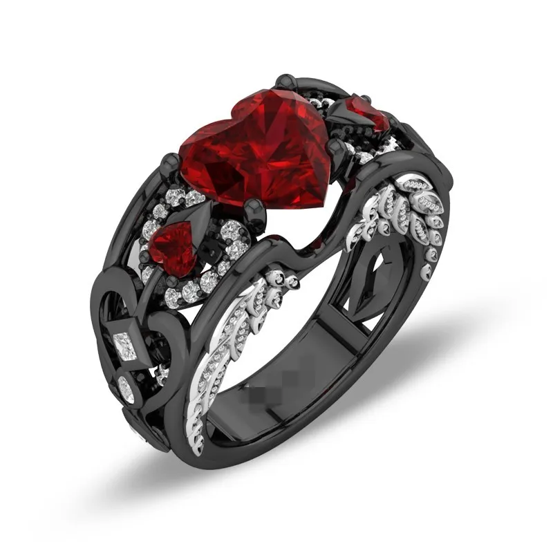 4 Colors Angel Wing Heart Shaped Ring