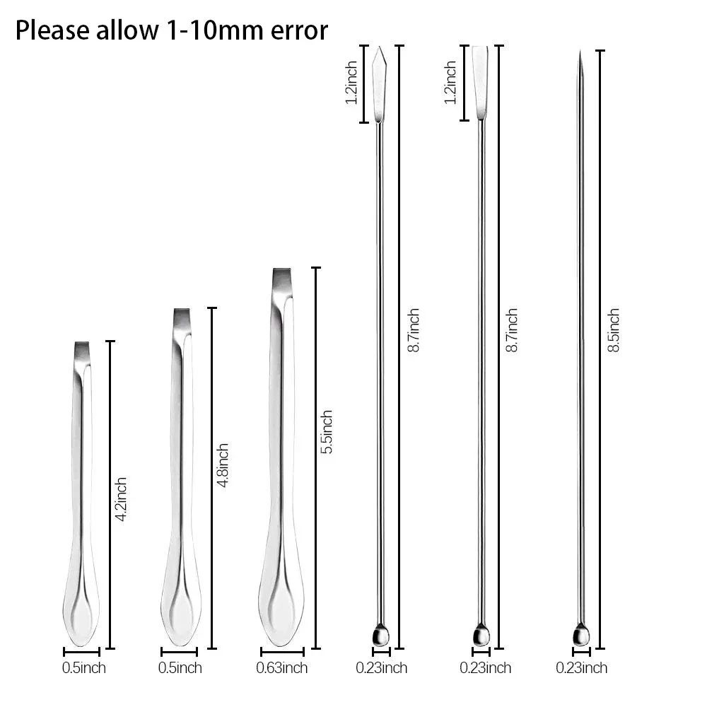 12Pcs Stainless Steel Lab Spoon Spatula Laboratory Sampling Spoon Mixing Spat Set Working Scraper Laboratory Equipment 10-22cm
