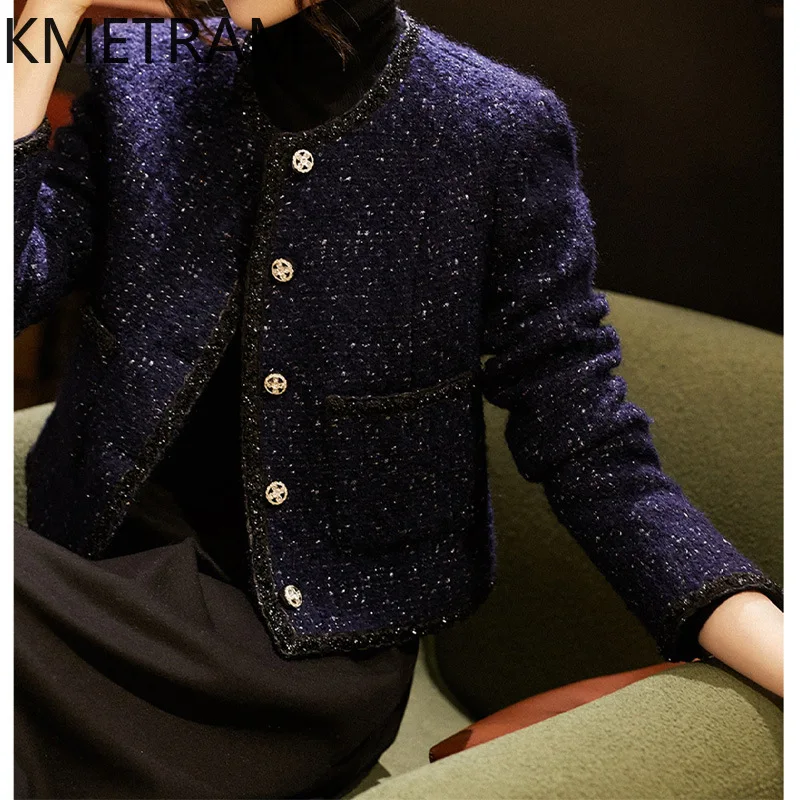 KMETRAM Natural Wool Tweed Jackets High Quality New in Outerwear Fashion Jacket Fall Clothes Women 2024 Chaquetas Para Mujer