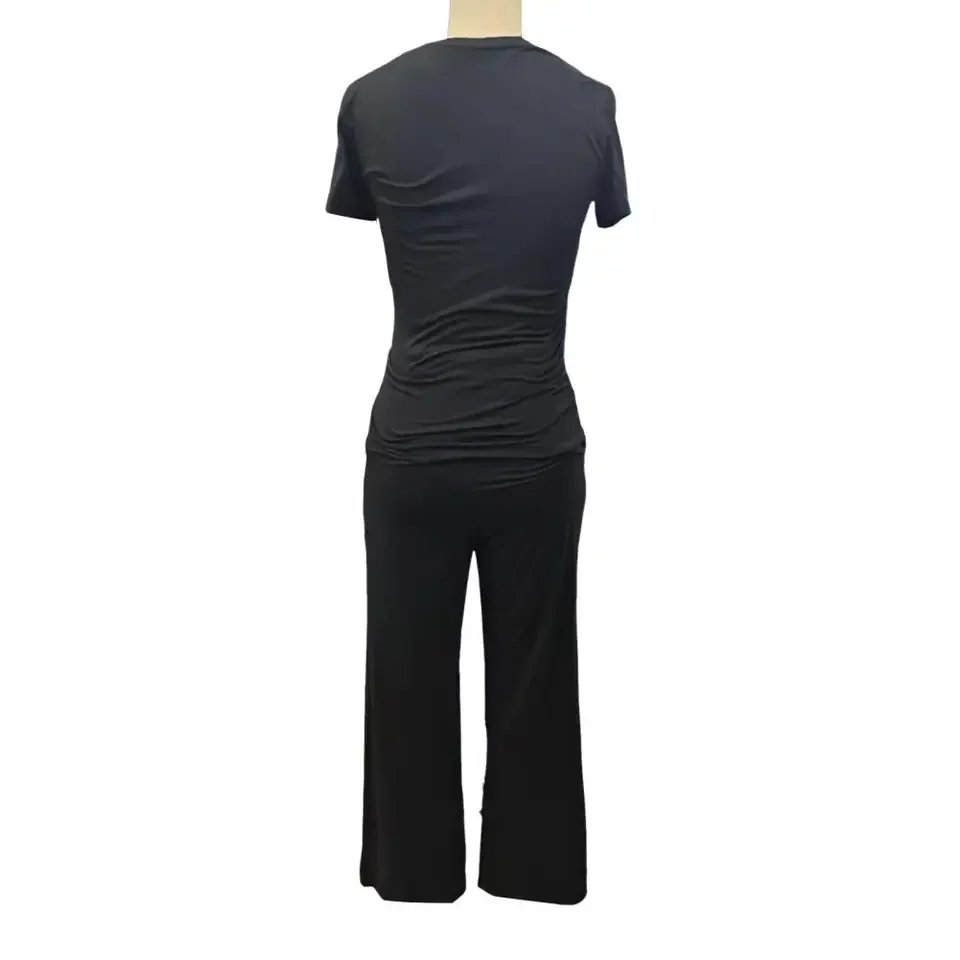 

2 Pieces Women Sets 2025 New Fashion Casual Short-sleeved Tops+long Pants Sportswear Yoga Wear Women's Clothing Tracksuit