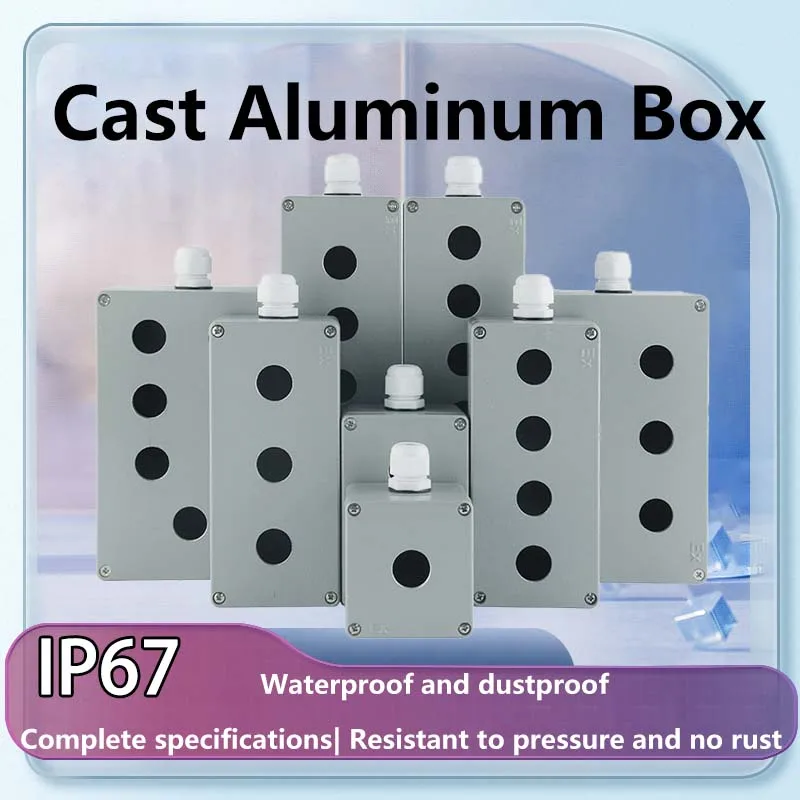 

IP67 Waterproof Cast Aluminium Explosion-proof Button Box Industrial Electric Power Control Junction Box Open Hole Diameter 22mm