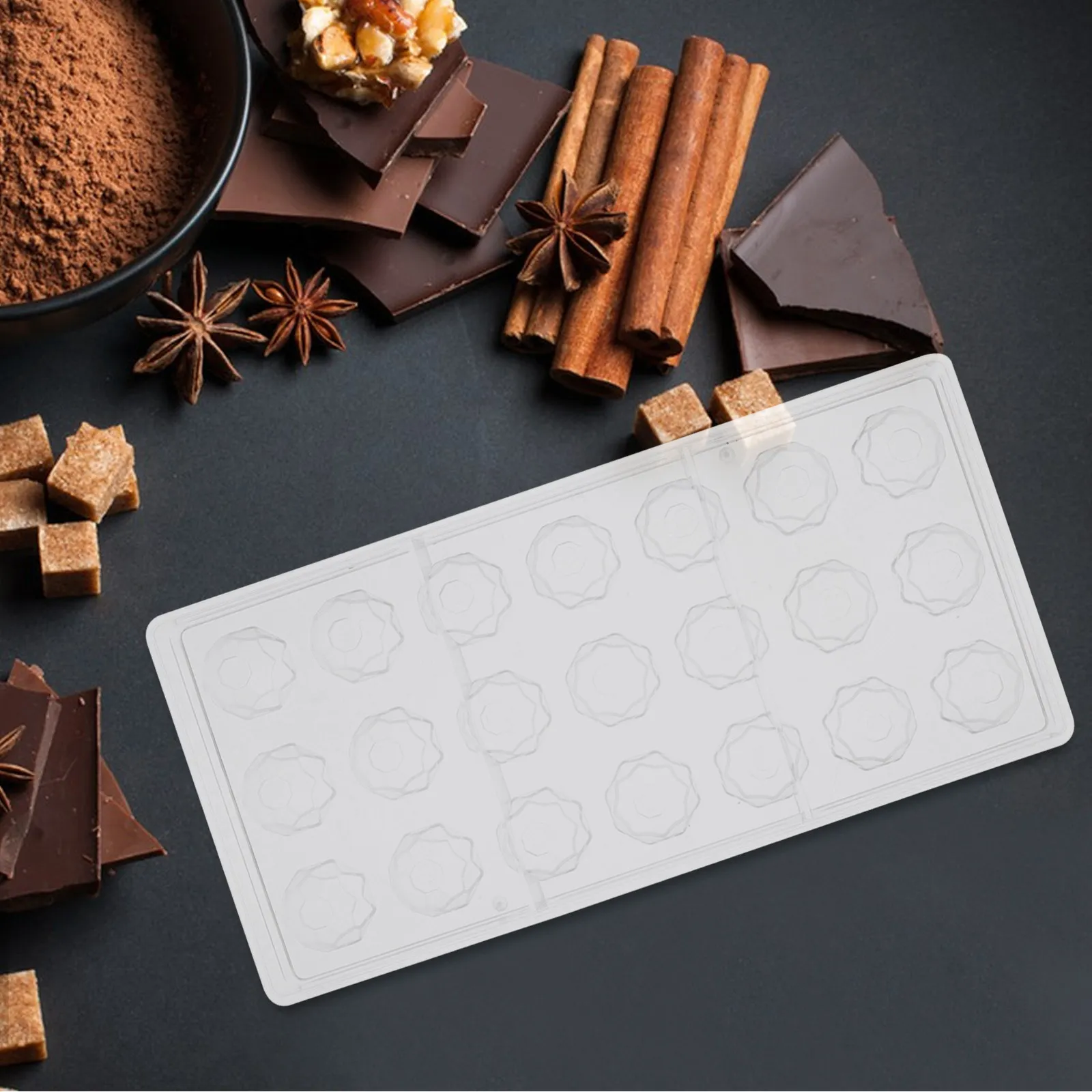 Molde de chocolate de fútbol de 21 cavidades, transparente, herramienta DIY para hacer dulces, chocolates, cubitos de hielo, pudines, pasteles, trufas, de plástico