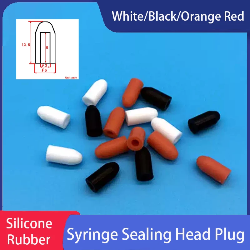 5-100PCS White/Black/Orange Red Silicone Rubber Storage Cap Needle Cover Syringe Sealing Test Tube End Cap Sealing Head Gasket