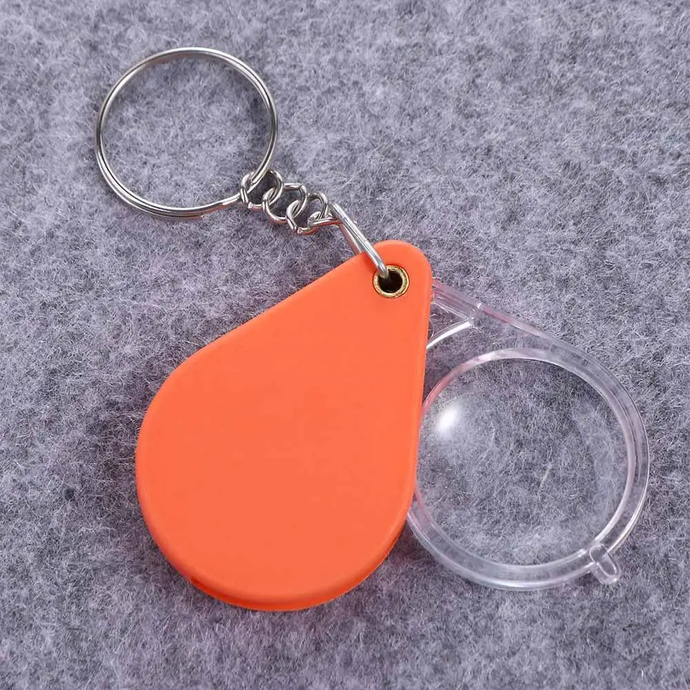 Durable Mini Key Ring Glass Keychain Lens Magnifier with Key Chain Magnifying Glass Folding Magnifier Microscope