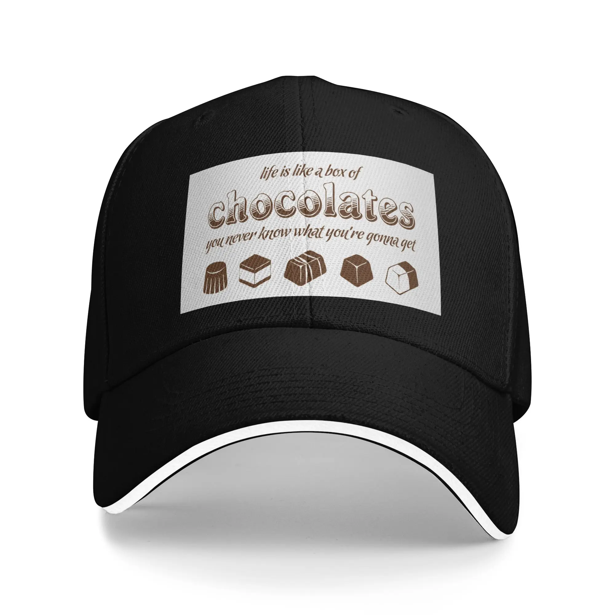 Life Is Like A Box Of Chocolates Sandwich Hats Unisex,Forrest Gump Hats Golf Hats Adjustable Snapback Caps Baseball Caps Summer