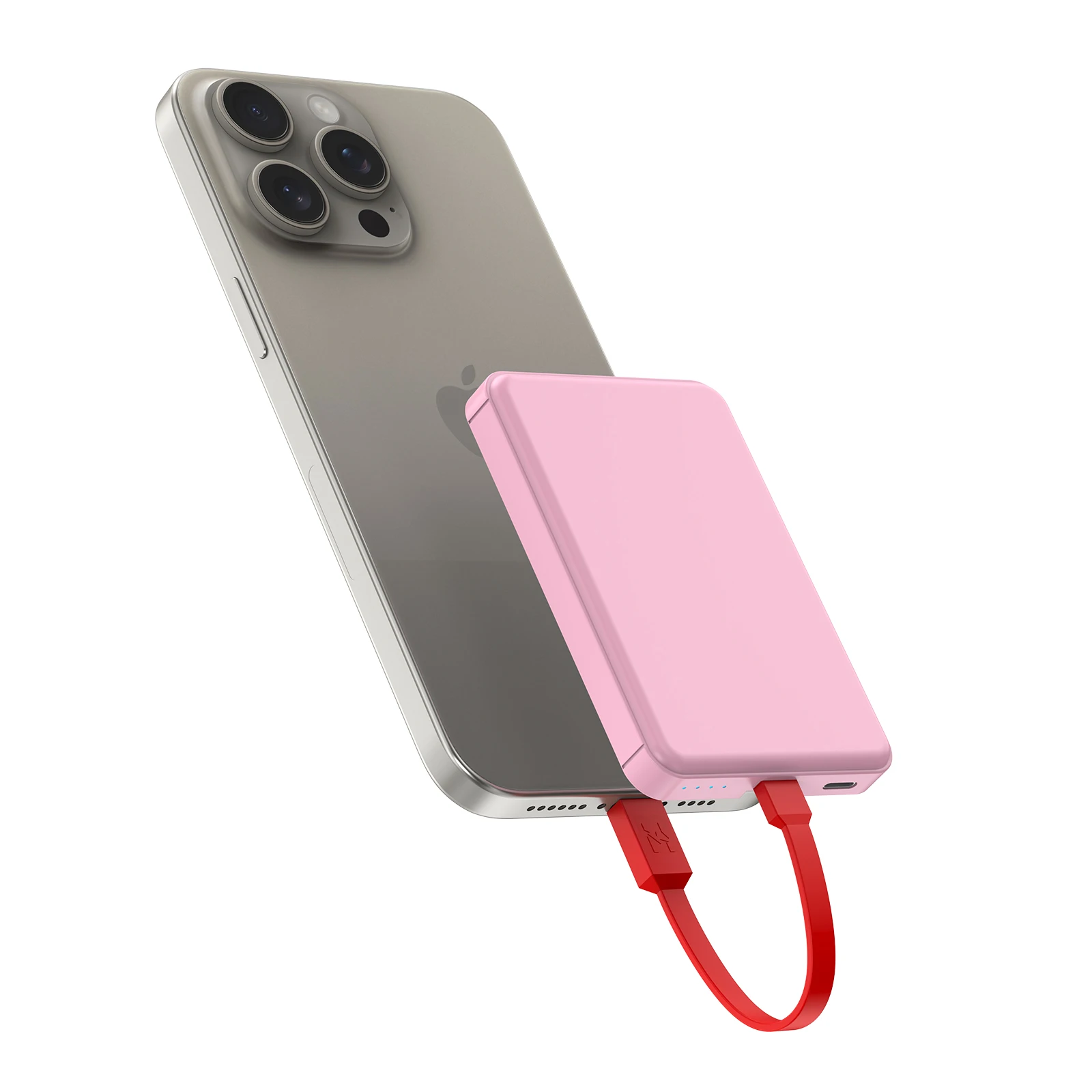 

Mini Portable Charger for iPhone, Upgraded 5000mAh Magnetic Power Bank with Bulit-in Cable, Slim Battery Pack Backup Charger