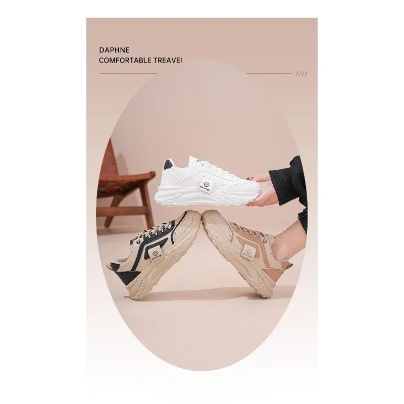 

Ins Korean Style Women Thick Sole Height Increase Student Running Sport Shoes Casual All-mat Street White Platform Sneakers