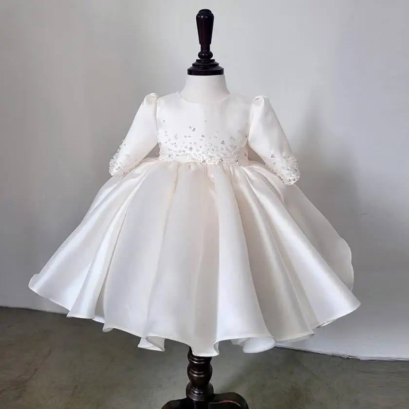 

High-End Children's Princess Ball Gown Bow Sequines Design Wedding Birthday Baptism Easter Eid Party Girls Dress Vestidos A3284